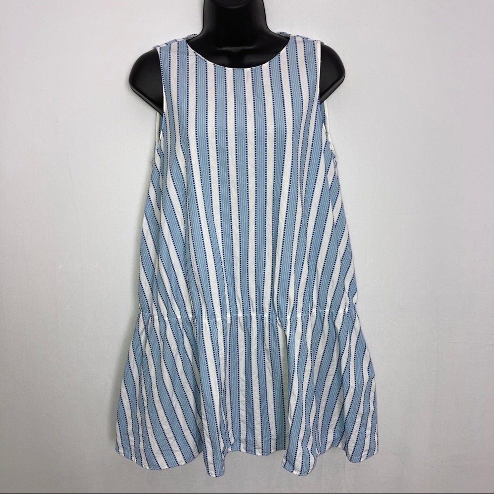 Zara Trafaluc blue white top tunic dress sz M
